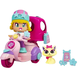 Muñeca con Moto PinyPon Lets Go Famosa con Accesorios + Gato